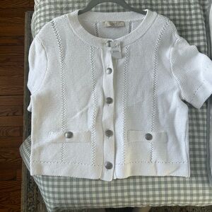 NWT- Loft White short sleeve sweater